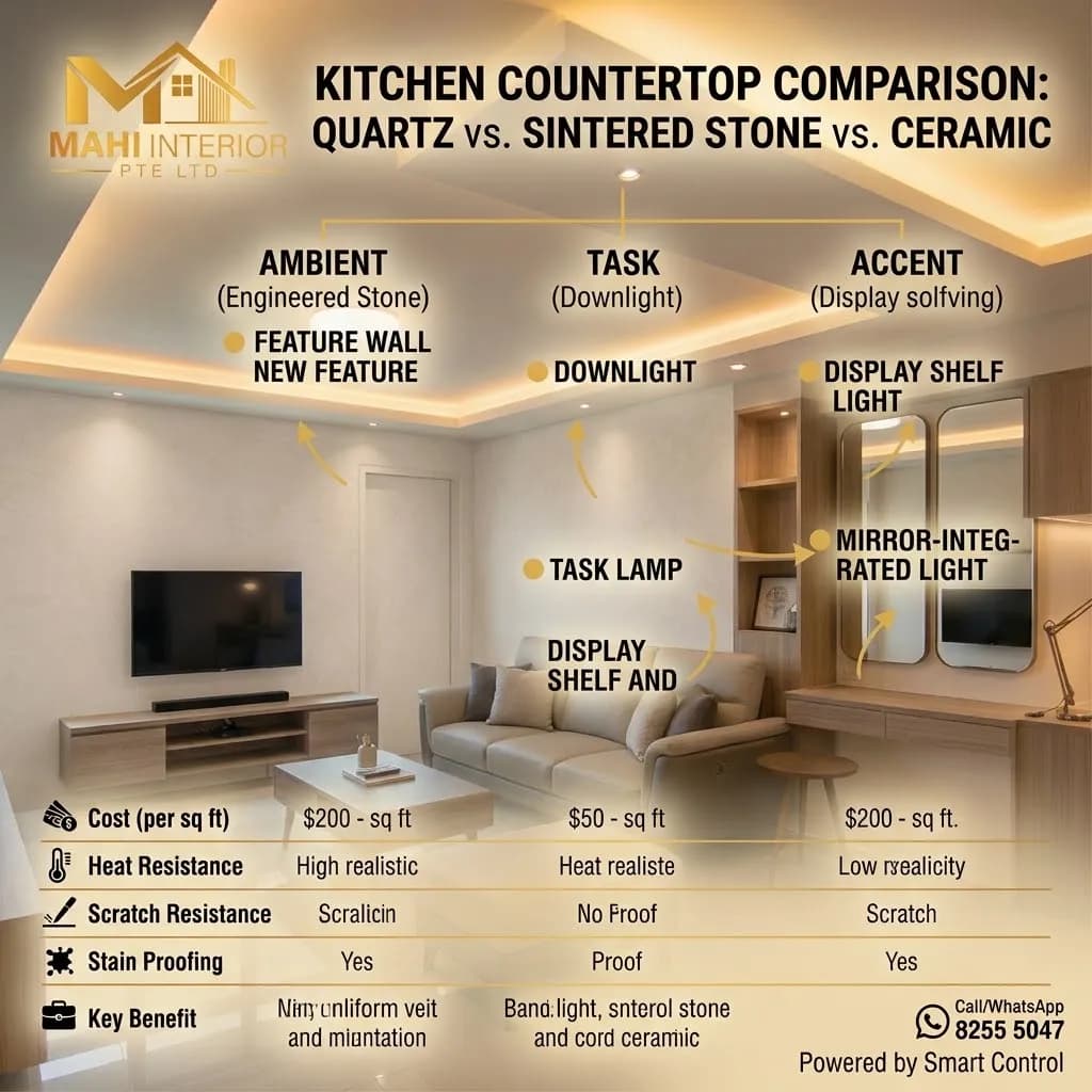 Quartz vs. Sintered Stone vs. Ceramic: Choosing the Best Kitchen Countertop in Singapore