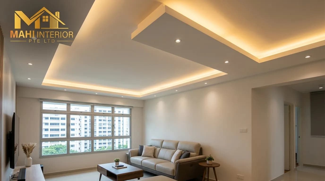 False Ceiling Design & Cove Lighting Ideas for HDB Living Rooms in Singapore